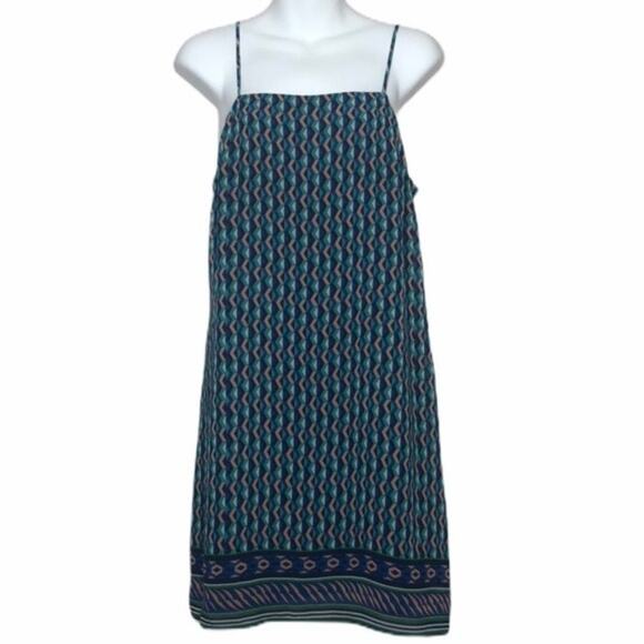 MAEVE ANTHROPOLOGIE Silk Slip Dress Womens Size Small Geometric Print Mini Boho - Picture 1 of 8